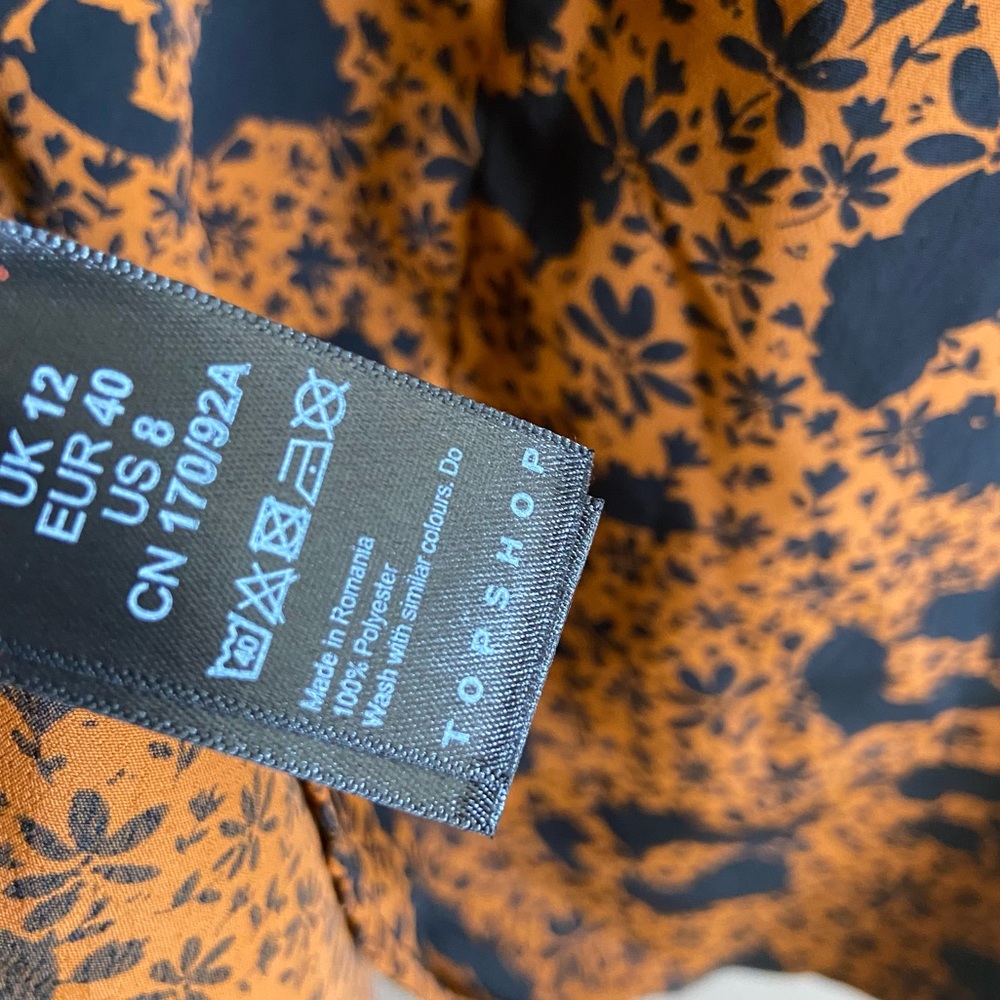 Topshop Orange and Black Floral Blouse - Picture 5 of 9